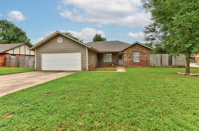 442 W Apple Branch Way, Mustang, OK 73064 - single story home with an attached garage, driveway, brick siding, and roof with shingles