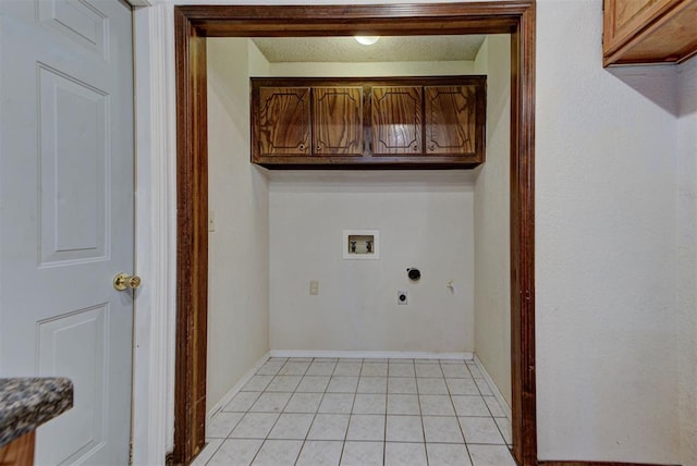 442 W Apple Branch Way, Mustang, OK 73064 - washroom featuring hookup for an electric dryer, cabinet space, washer hookup, gas dryer hookup, and light tile patterned floors