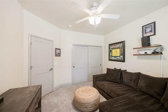 5521 N Miller Ave, Oklahoma City, OK 73112 - living area with carpet and a ceiling fan