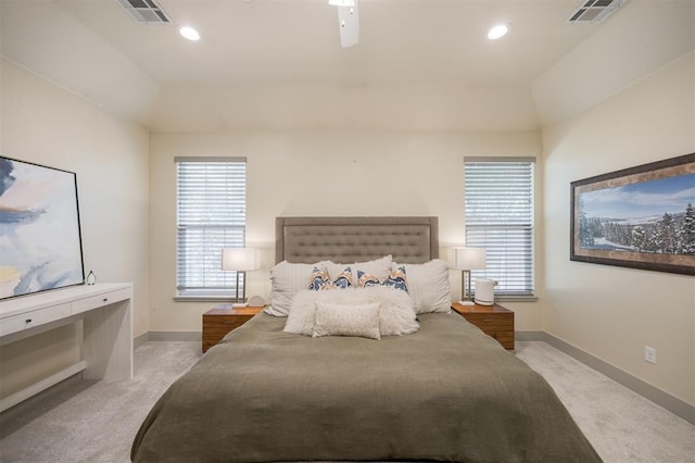 5521 N Miller Ave, Oklahoma City, OK 73112 - bedroom with carpet, a ceiling fan, and recessed lighting