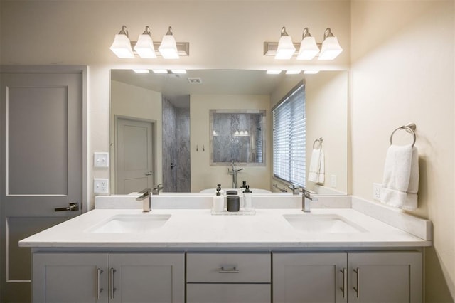 5521 N Miller Ave, Oklahoma City, OK 73112 - bathroom with double vanity and a shower
