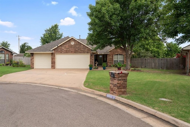 6005 SE 82nd Cir, Oklahoma City, OK 73135 - ranch-style home featuring brick siding, a garage, concrete driveway, and roof with shingles
