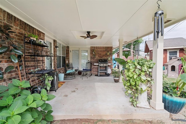 6005 SE 82nd Cir, Oklahoma City, OK 73135 - view of patio featuring area for grilling and ceiling fan