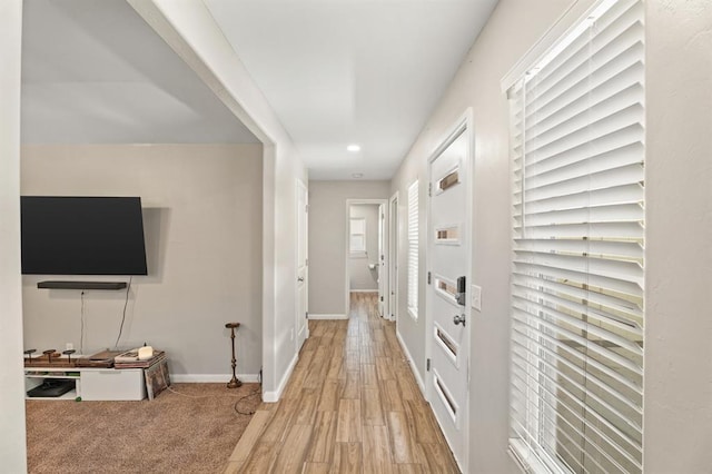 104 N Ramblin Oaks Dr, Moore, OK 73160 - hall with wood finished floors and recessed lighting