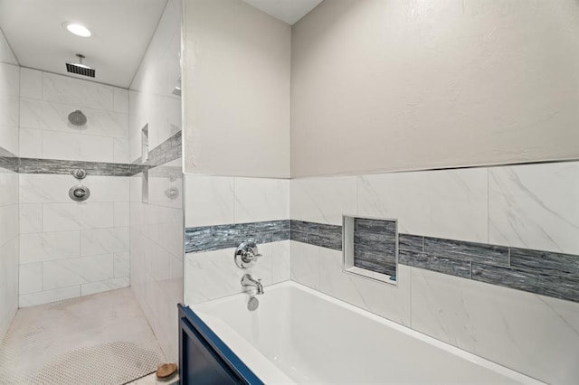 104 N Ramblin Oaks Dr, Moore, OK 73160 - full bath with a garden tub, tiled shower, and recessed lighting