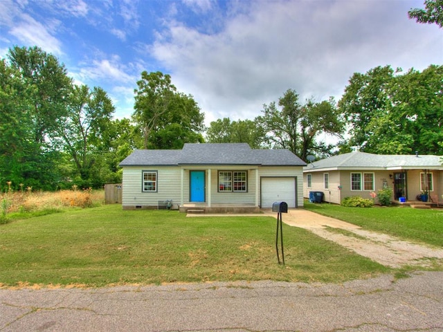 1125 E Fay St, Shawnee, OK 74801 - single story home featuring an attached garage, driveway, a front lawn, and crawl space