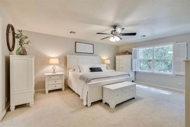 4201 Echohollow Trl, Edmond, OK 73025 - bedroom with light carpet and a ceiling fan