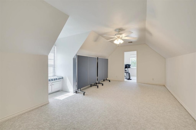 4201 Echohollow Trl, Edmond, OK 73025 - bonus room featuring light colored carpet, a ceiling fan, and vaulted ceiling