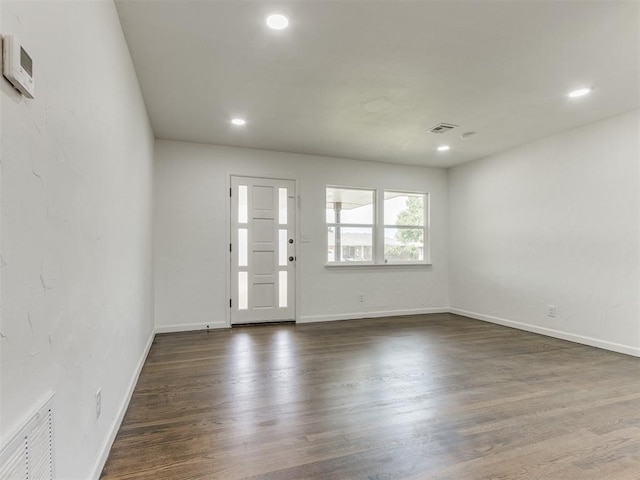 1420 SW 67th St, Oklahoma City, OK 73159 - foyer entrance with dark wood-style floors and recessed lighting
