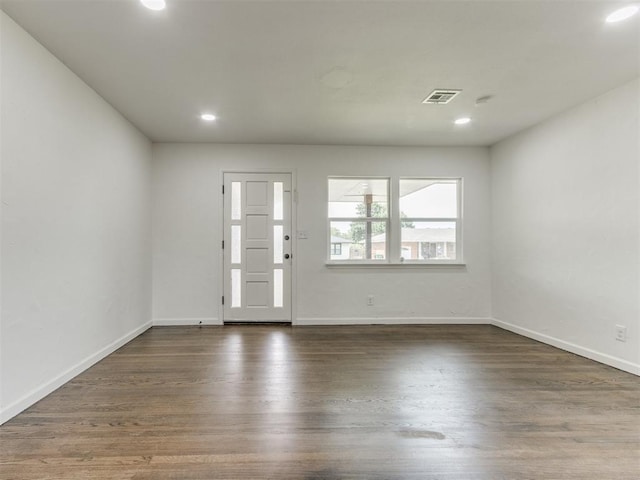 1420 SW 67th St, Oklahoma City, OK 73159 - entrance foyer with wood finished floors and recessed lighting