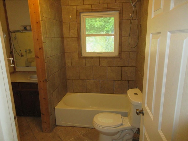 404 S 6th St, Tecumseh, OK 74873 - full bath with tile patterned flooring, vanity, and shower / bathtub combination