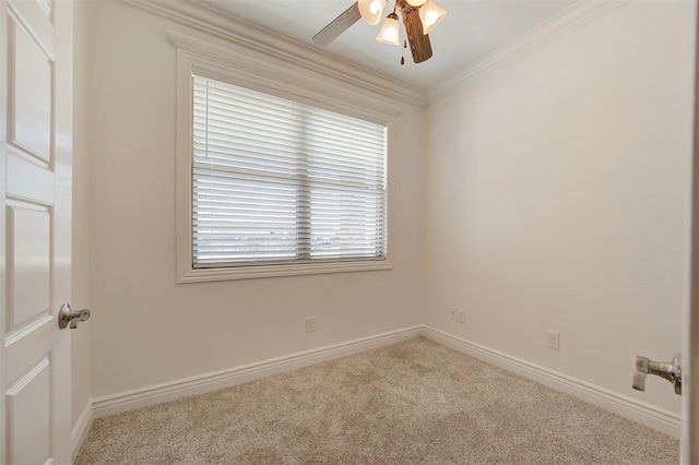 15728 Egerton Pl, Edmond, OK 73013 - empty room with carpet flooring, ceiling fan, and ornamental molding