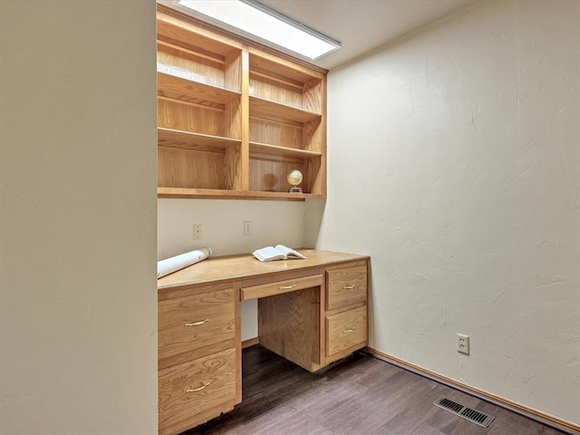 18317 Chestnut Oak Dr, Edmond, OK 73012 - unfurnished office featuring built in study area and dark wood-type flooring