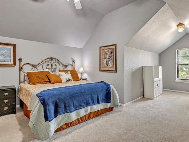 18317 Chestnut Oak Dr, Edmond, OK 73012 - carpeted bedroom featuring vaulted ceiling and ceiling fan