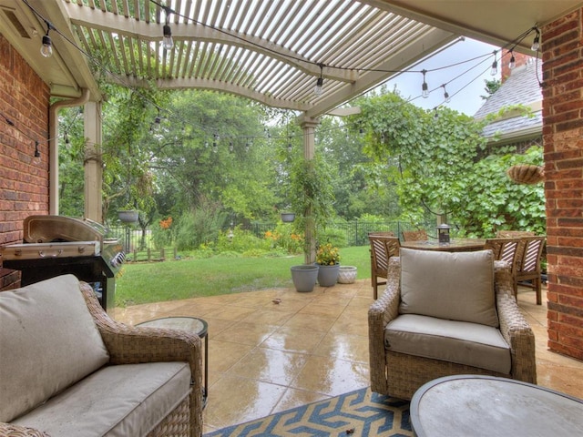 123 E Lakeview Trl, Edmond, OK 73003 - view of patio featuring a pergola and area for grilling