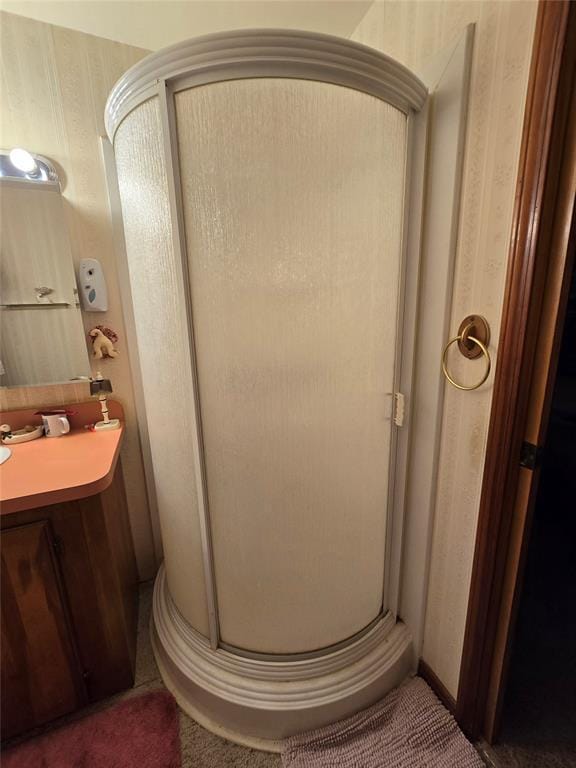 730 N Santa Fe St Unit 4052073333, Pauls Valley, OK 73075 - bathroom with vanity and a shower stall