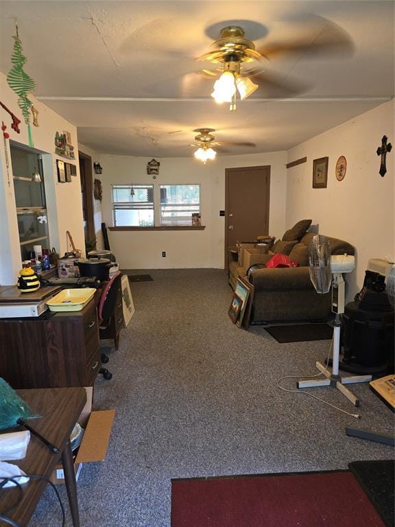 730 N Santa Fe St Unit 4052073333, Pauls Valley, OK 73075 - carpeted living area with a ceiling fan