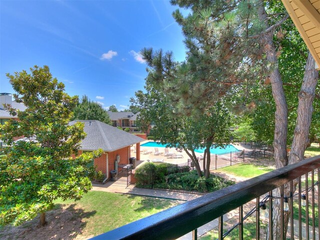 4400 Hemingway Dr Unit 221, Oklahoma City, OK 73118 - balcony with view of pool