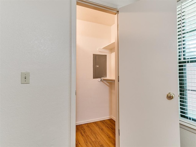 4400 Hemingway Dr Unit 221, Oklahoma City, OK 73118 - spacious closet featuring electric panel and wood finished floors