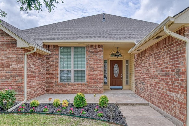 3900 Irvine Dr, Norman, OK 73072 - property entrance with brick siding and roof with shingles