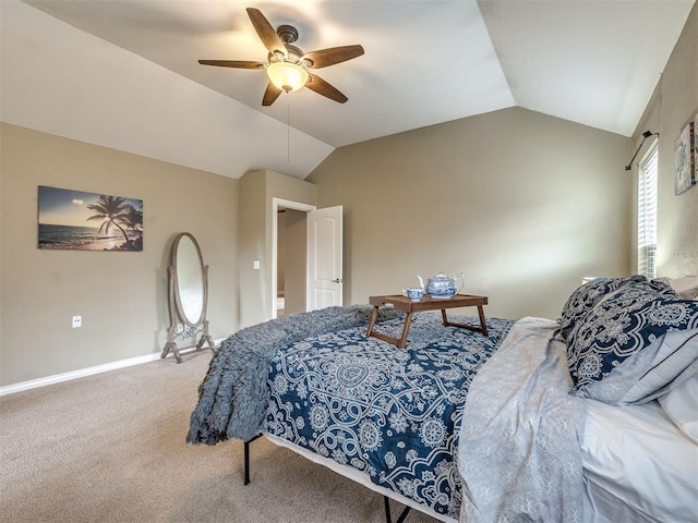 17213 Sunny Hollow Rd, Edmond, OK 73012 - carpeted bedroom featuring lofted ceiling and a ceiling fan