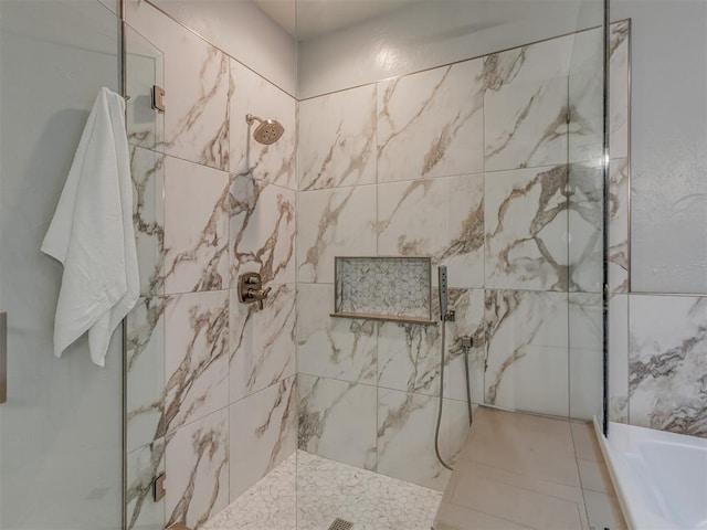 3716 Equestrian Ct, Edmond, OK 73034 - bathroom featuring a marble finish shower