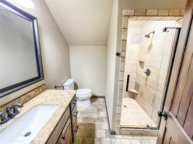 2010 Lakewood, Seminole, OK 74868 - full bath featuring a stall shower, vanity, and stone tile floors