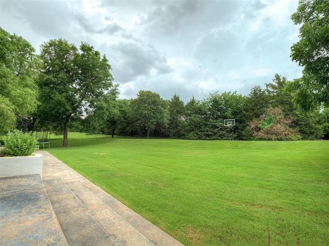 3604 Valley Creek Cir, Edmond, OK 73034 - view of grassy yard featuring a trampoline
