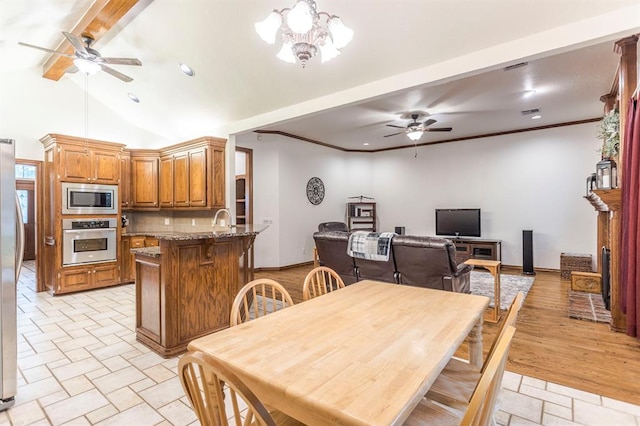 2525 Steeplechase Rd, Edmond, OK 73034 - dining space featuring a ceiling fan and recessed lighting