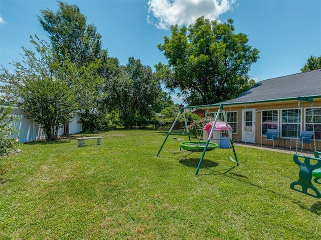 3213 Creekwood Ct, Norman, OK 73072 - fenced yard featuring a playground