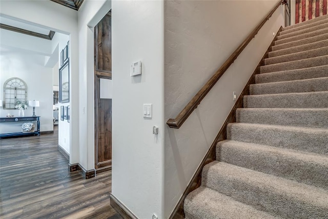 15936 SW 12th St, Yukon, OK 73099 - stairway featuring wood finished floors and baseboards