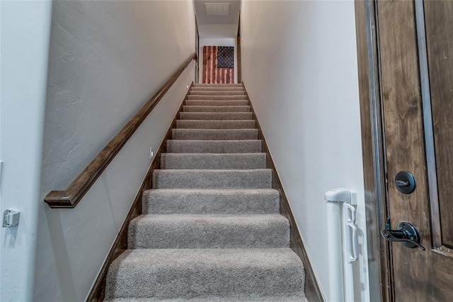15936 SW 12th St, Yukon, OK 73099 - stairway featuring carpet floors