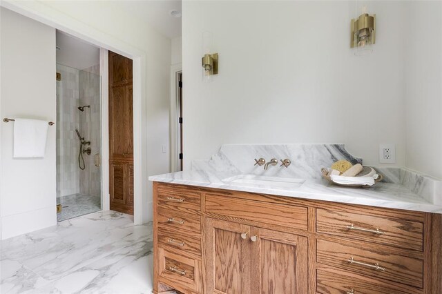 3005 Bee Hive Way, Jones, OK 73049 - full bath with a shower stall, vanity, and marble finish floors
