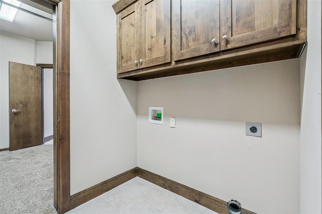 413 Branch Line Rd, Yukon, OK 73099 - laundry room with cabinet space, electric dryer hookup, and hookup for a washing machine