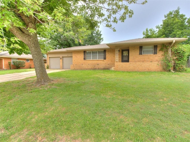 119 Thompson Dr, Moore, OK 73160 - ranch-style house featuring brick siding, driveway, a garage, and a front lawn