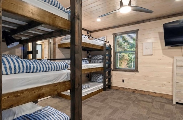 2105 Pine Hills Rd, Broken Bow, OK 74728 - bedroom featuring wooden walls and wooden ceiling
