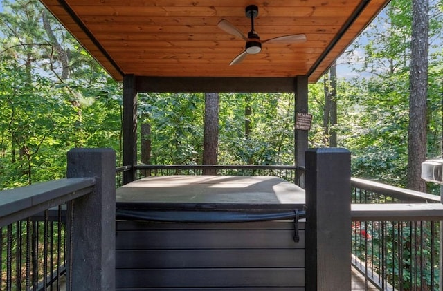 2105 Pine Hills Rd, Broken Bow, OK 74728 - deck featuring a ceiling fan