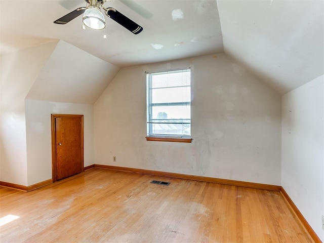 3240 SW 119th St, Oklahoma City, OK 73170 - bonus room with light wood-style floors, lofted ceiling, and a ceiling fan