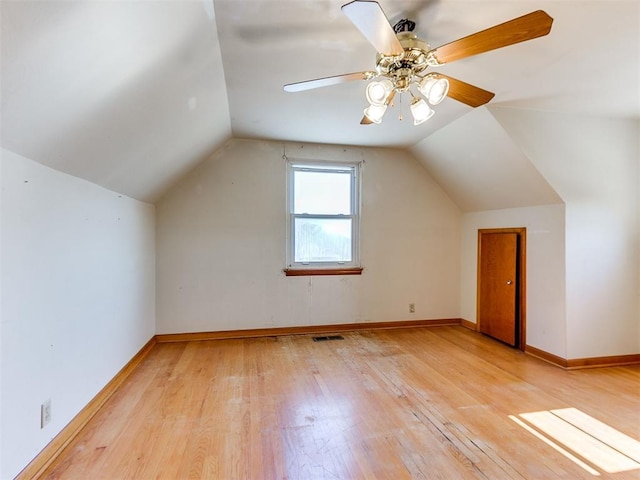 3240 SW 119th St, Oklahoma City, OK 73170 - additional living space featuring light wood-type flooring, lofted ceiling, and ceiling fan