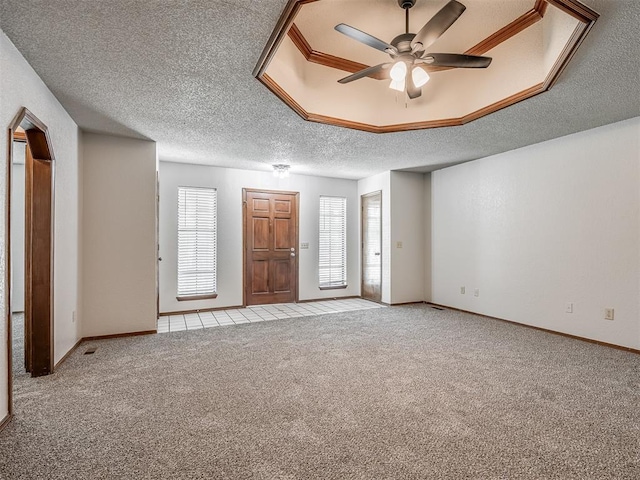 4812 Hunton Ter, Yukon, OK 73099 - carpeted empty room with a textured ceiling and a ceiling fan