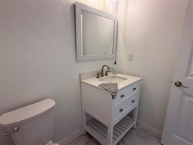 1016 Erinova Dr, Yukon, OK 73099 - half bath featuring marble finish floors and vanity