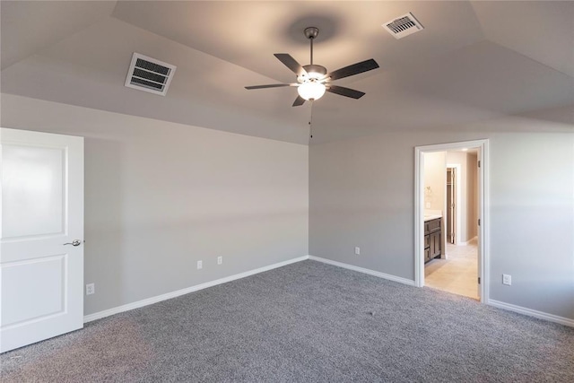 1624 NE 32nd St, Moore, OK 73160 - unfurnished room with a ceiling fan, light colored carpet, and vaulted ceiling