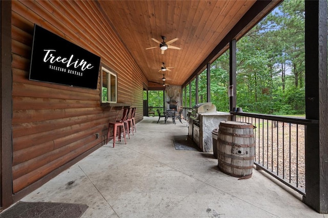 229 Sweet Gum Trl, Broken Bow, OK 74728 - view of patio / terrace featuring an outdoor kitchen and a ceiling fan
