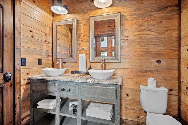 229 Sweet Gum Trl, Broken Bow, OK 74728 - bathroom with wooden walls and double vanity