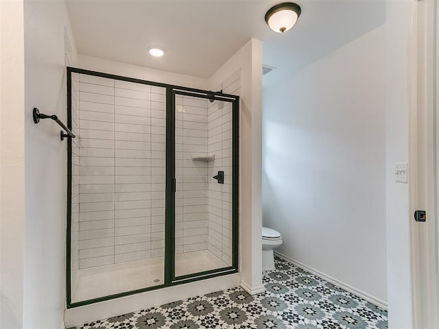 6516 SE 87th St, Oklahoma City, OK 73135 - bathroom featuring a shower stall and tile patterned floors