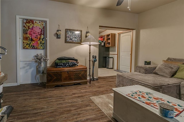 2317 N Redmond Ave, Bethany, OK 73008 - living room featuring wood finished floors and ceiling fan