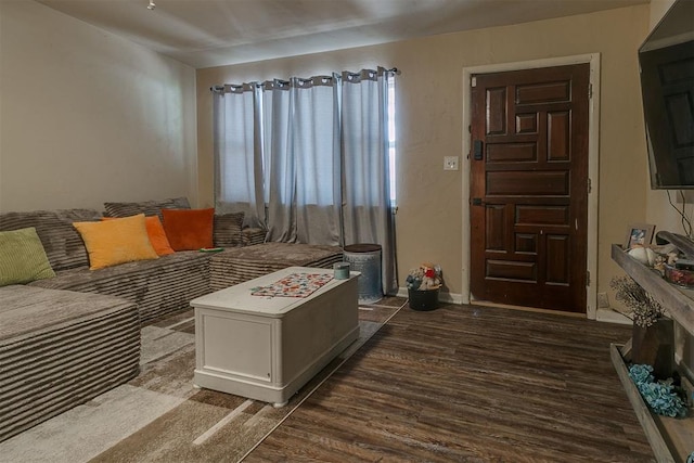 2317 N Redmond Ave, Bethany, OK 73008 - living area with dark wood-style floors