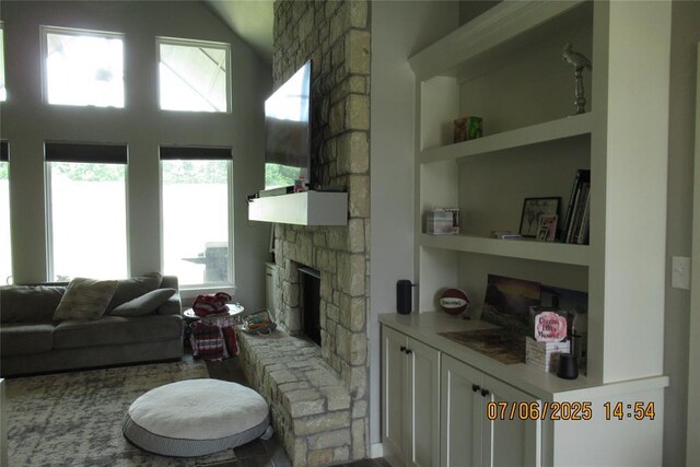 3909 Sorano Dr, Moore, OK 73160 - living area featuring a fireplace and built in shelves
