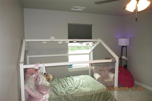 3909 Sorano Dr, Moore, OK 73160 - bedroom featuring carpet flooring and a ceiling fan