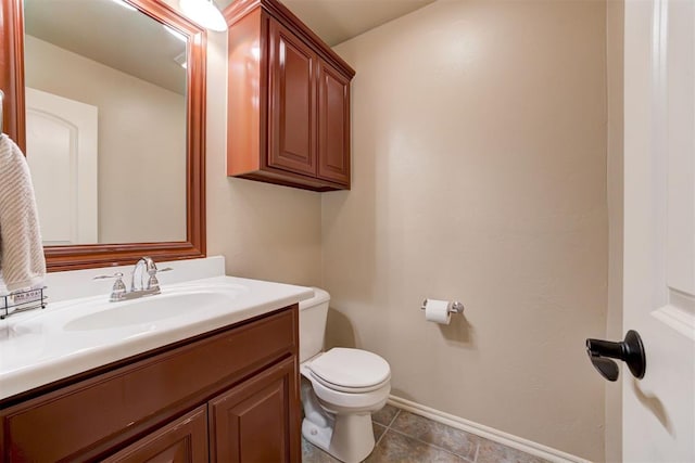 2803 Hidden Prairie Way, Edmond, OK 73013 - half bath with vanity and tile patterned flooring